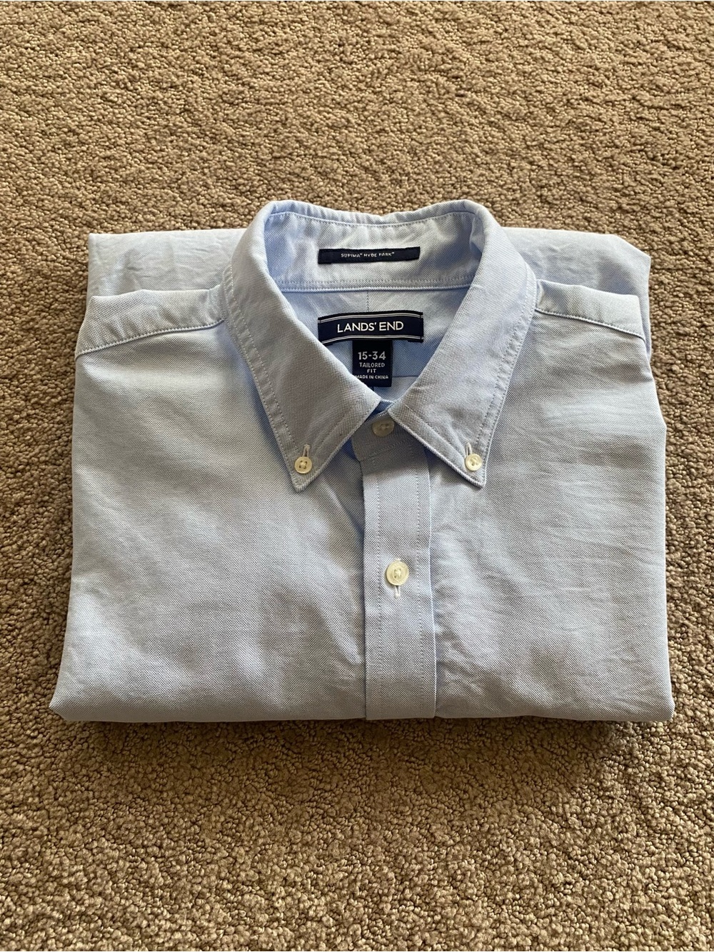 Lands' End Men's Pale Blue Oxford Button-Down Shirt